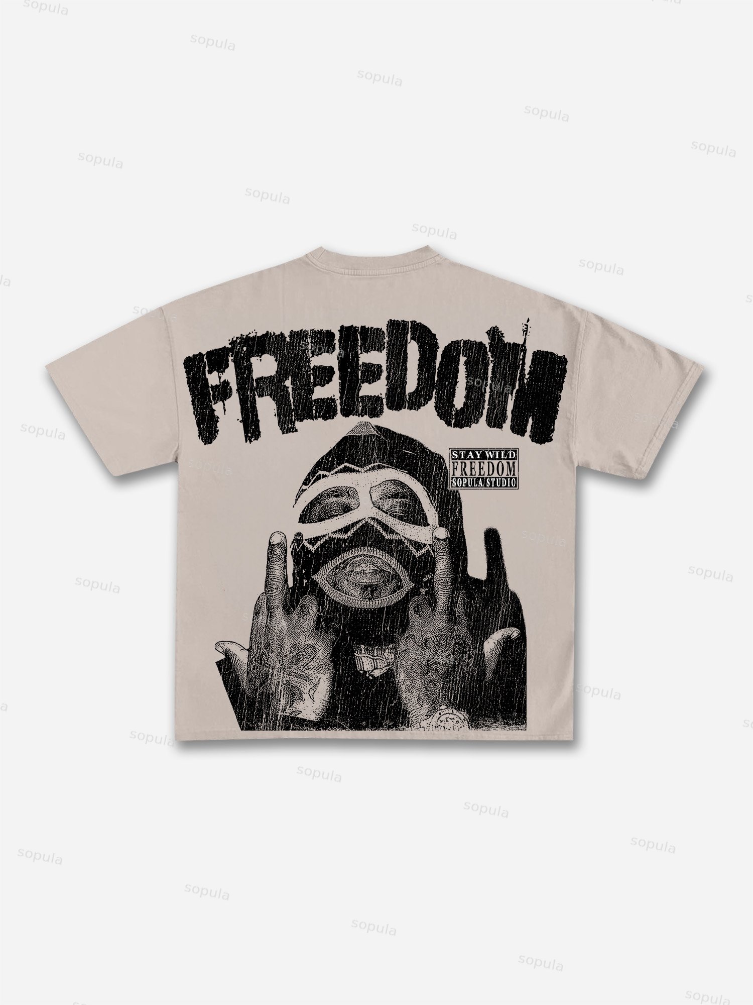 Men's Freedom Street Portrait Print Cotton T-shirt