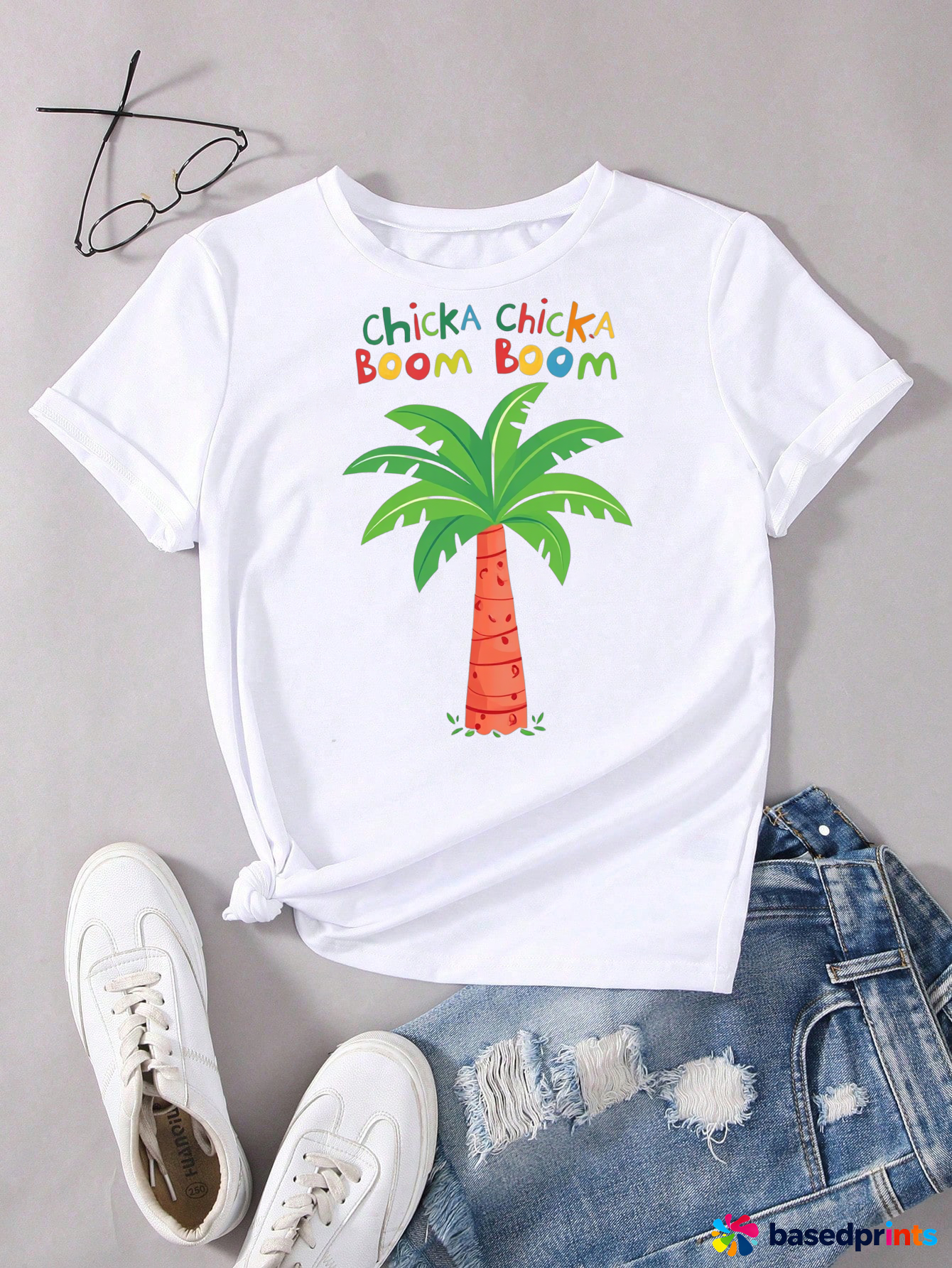 White Chicka Chicka Boom Boom Palm Tree T-Shirt