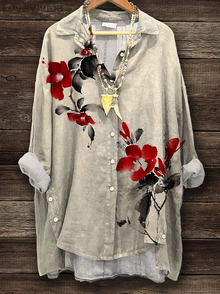 Women's Flower Art Print Casual Sweatshirt