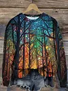 Tree Printed Vintage Fashion Loose Short Sleeve T-Shirt