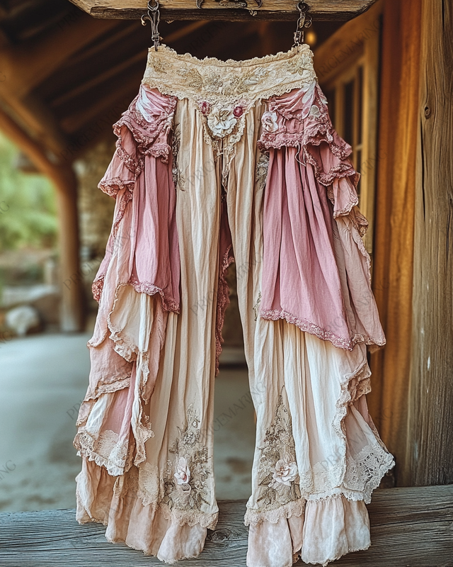 Summer Vacation Ruffle Lace Contrast Pants e9ad
