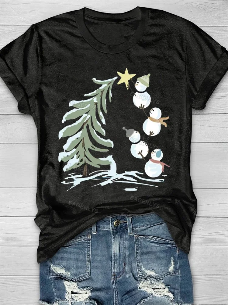 Eagerlys Stackable Snowman Teacher T-Shirt Eagerlys