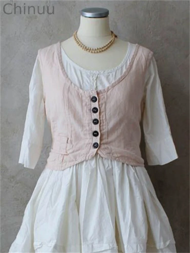 Vintage French Linen Blend Vest