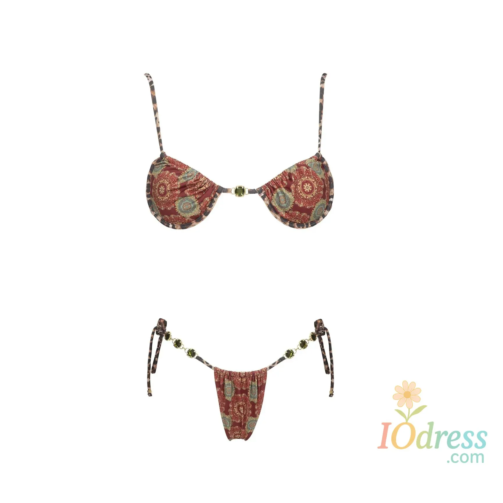 IO Dress  Sexy Print Bikini with Pants Swimsuit Women Swimwear High Leg Two Piece Bathing Suit Resort Wear Beachwear Halter Biquini IO Dress