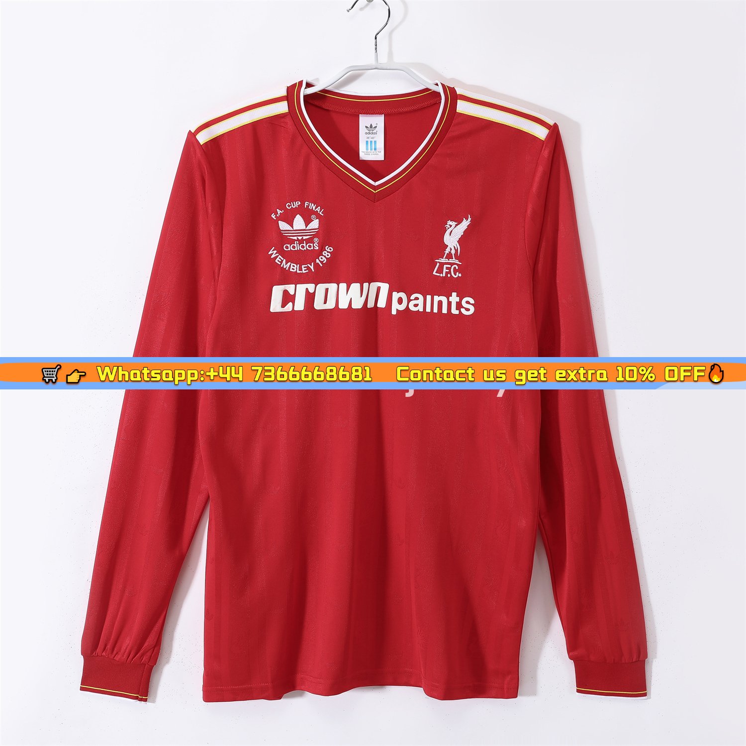 Retro Liver.pool 1986 Home Long Sleeves Jersey - FA CUP FINAL Version