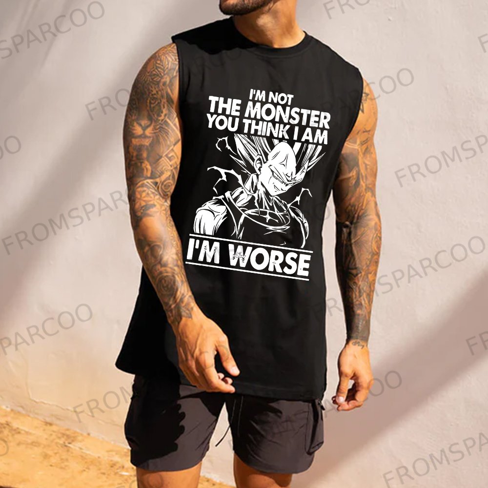 Men's Casual Anime Vegeta Printed Gym Tank Top