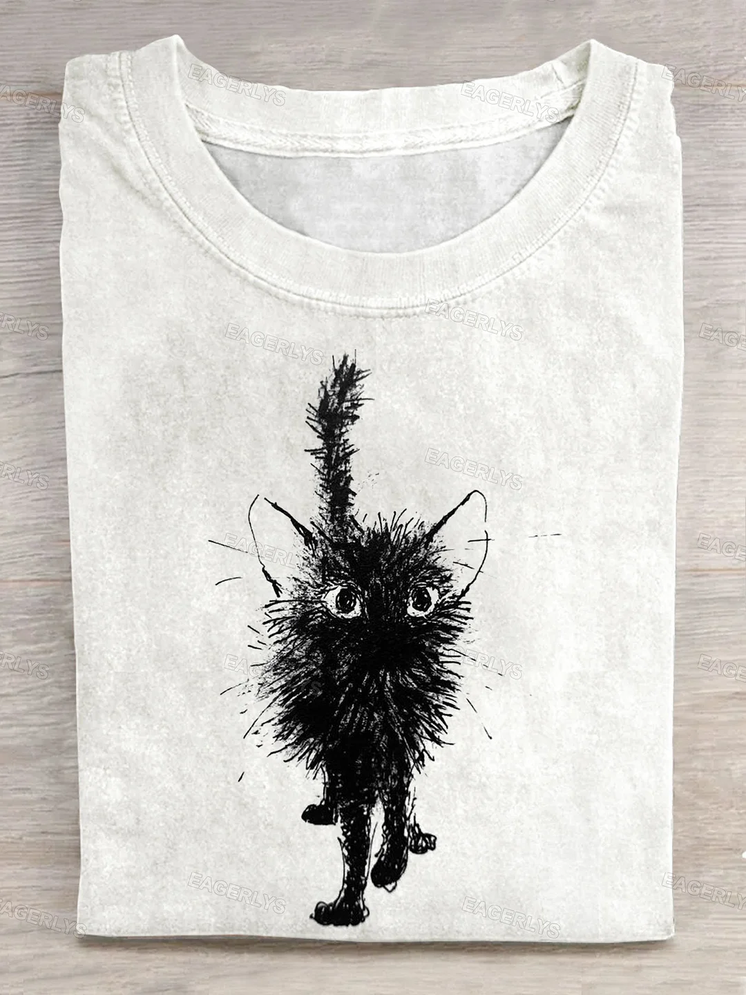 Eagerlys Funny Cat Art Print T-shirt Eagerlys