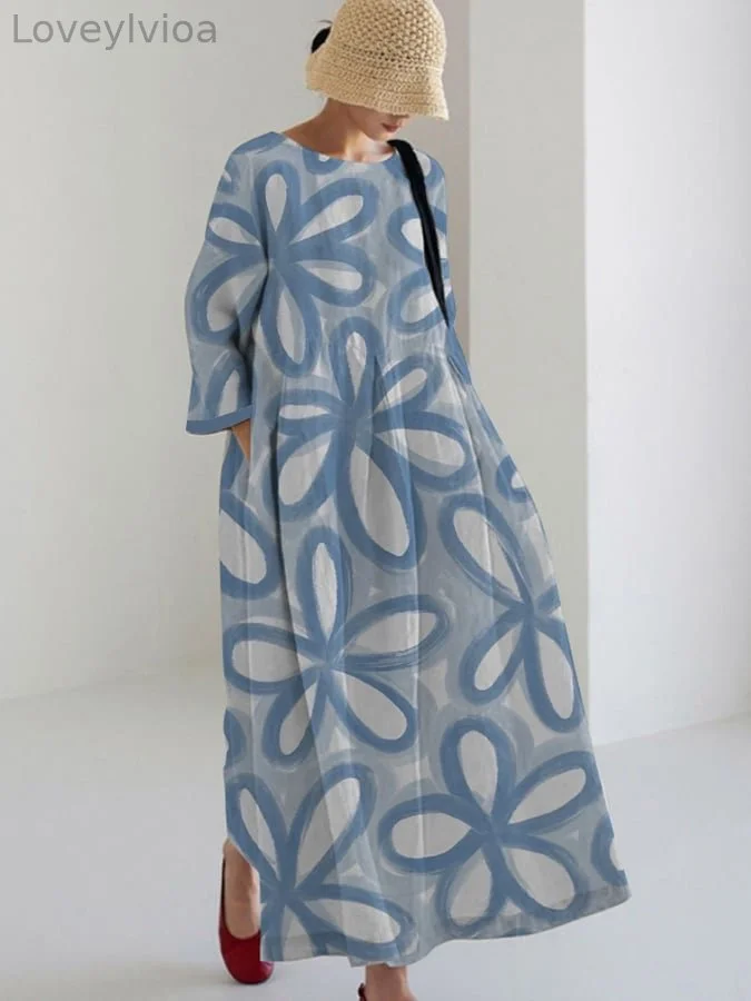 Women's Art Floral Design Casual Loose Dress