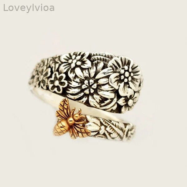 Vintage Flower Bee Spoon Ring