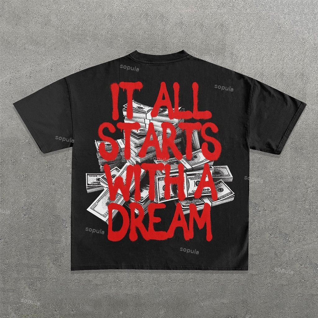 Sopula It All Starts With A Dream Graphic Cotton T-Shirt