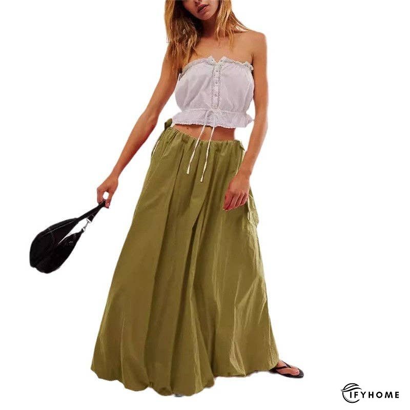 Solid Color Ribbon Bow Long Half Skirt | IFYHOME