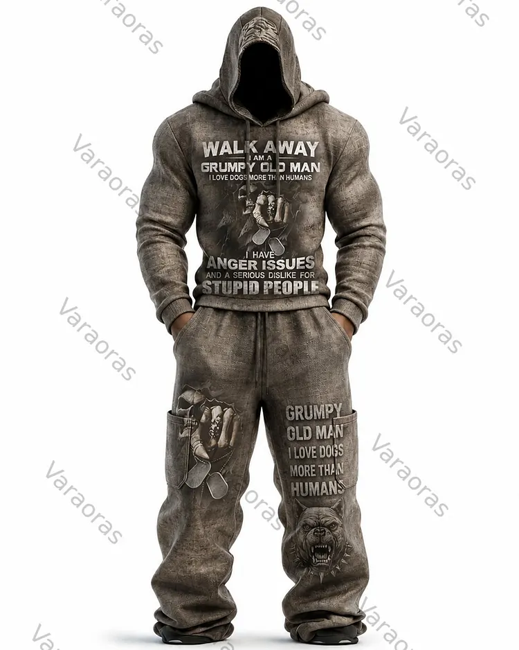 Men's Fashion Skull Print Hoodie & Pants Two-Piece Set 9849