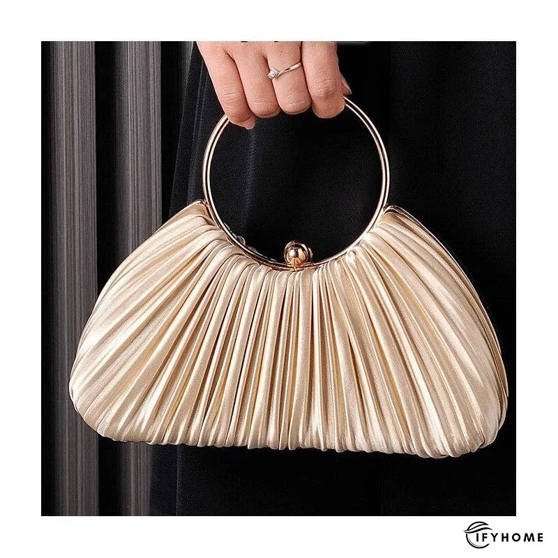 Pleated Round Ring Evening Clutch Bag | IFYHOME