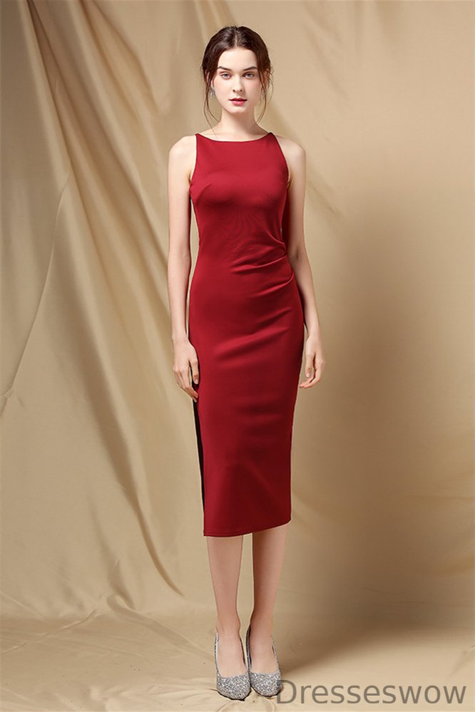 Dresseswow Simple Design Sheath Evening Dress Sleeveless Online YE0100