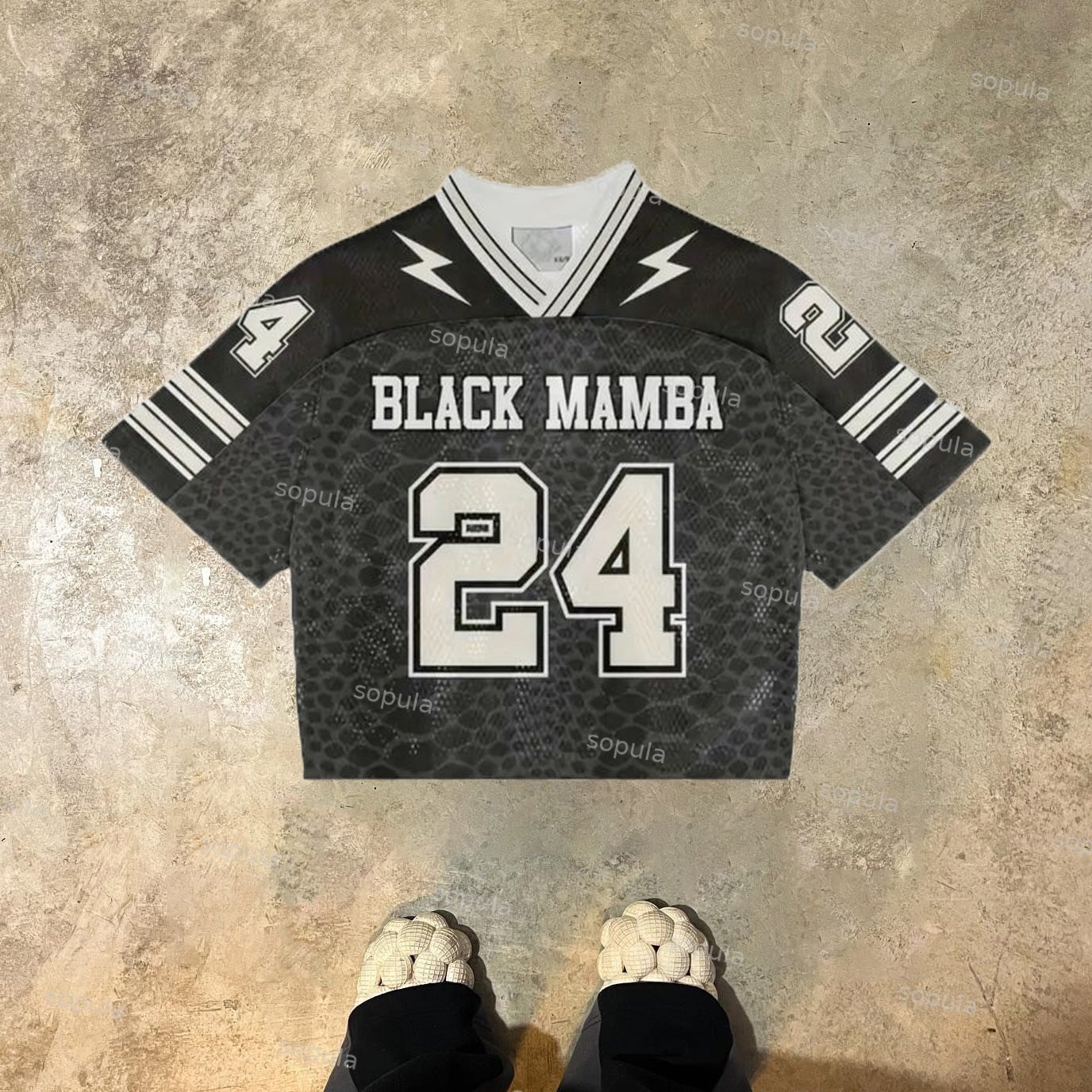 Sopula Vintage Black Maba Legend No 24 Graphics Blokette Blokecore Jerseychic V-Neck Jersey