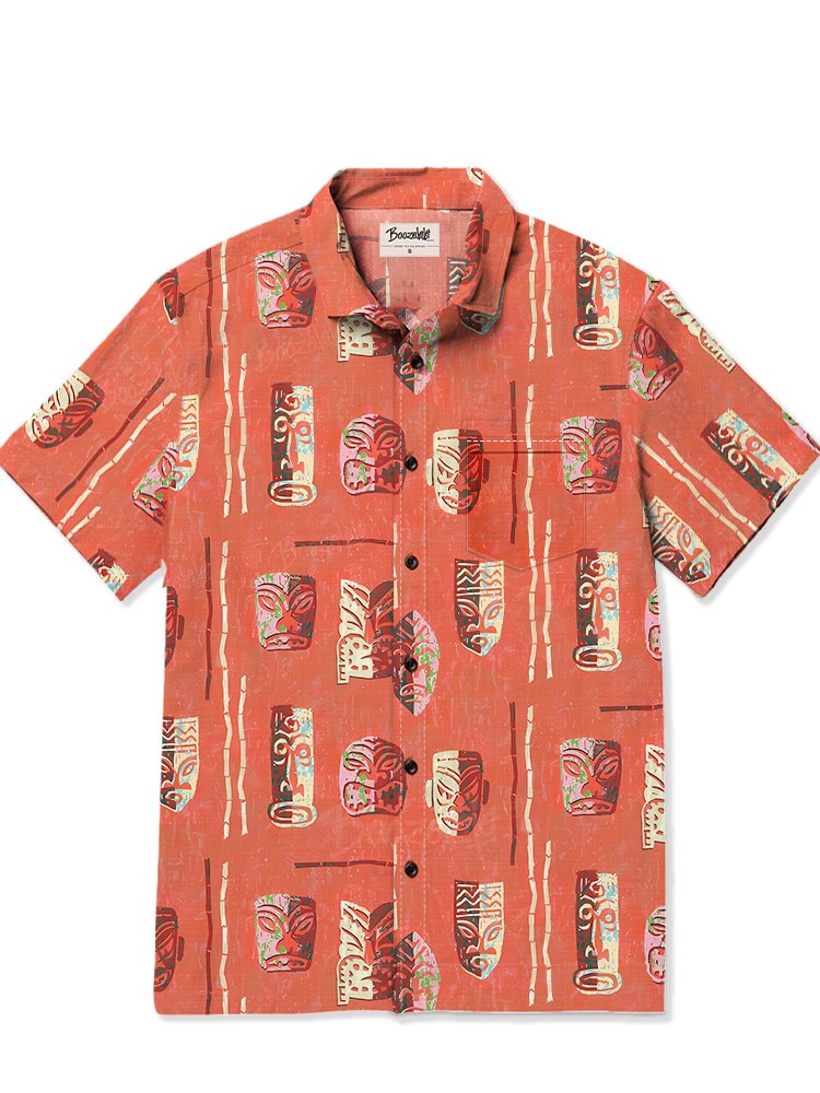 Hawaiian Totem Tiki - Slub Linen Shirt