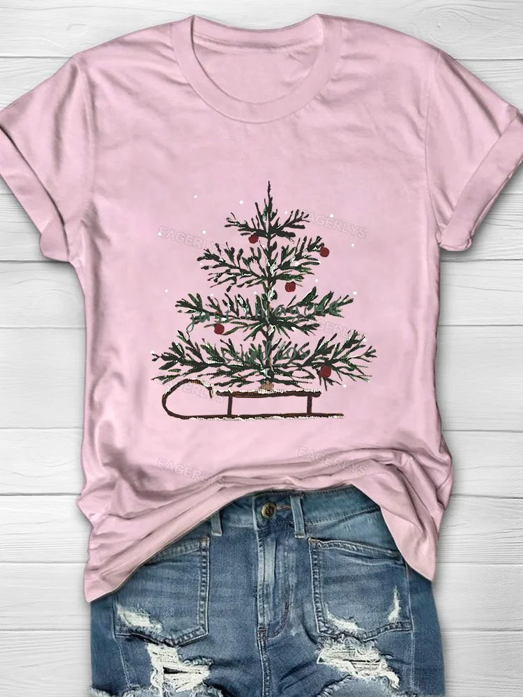 Eagerlys Christmas Sleigh Woman's Holiday T-shirt Eagerlys