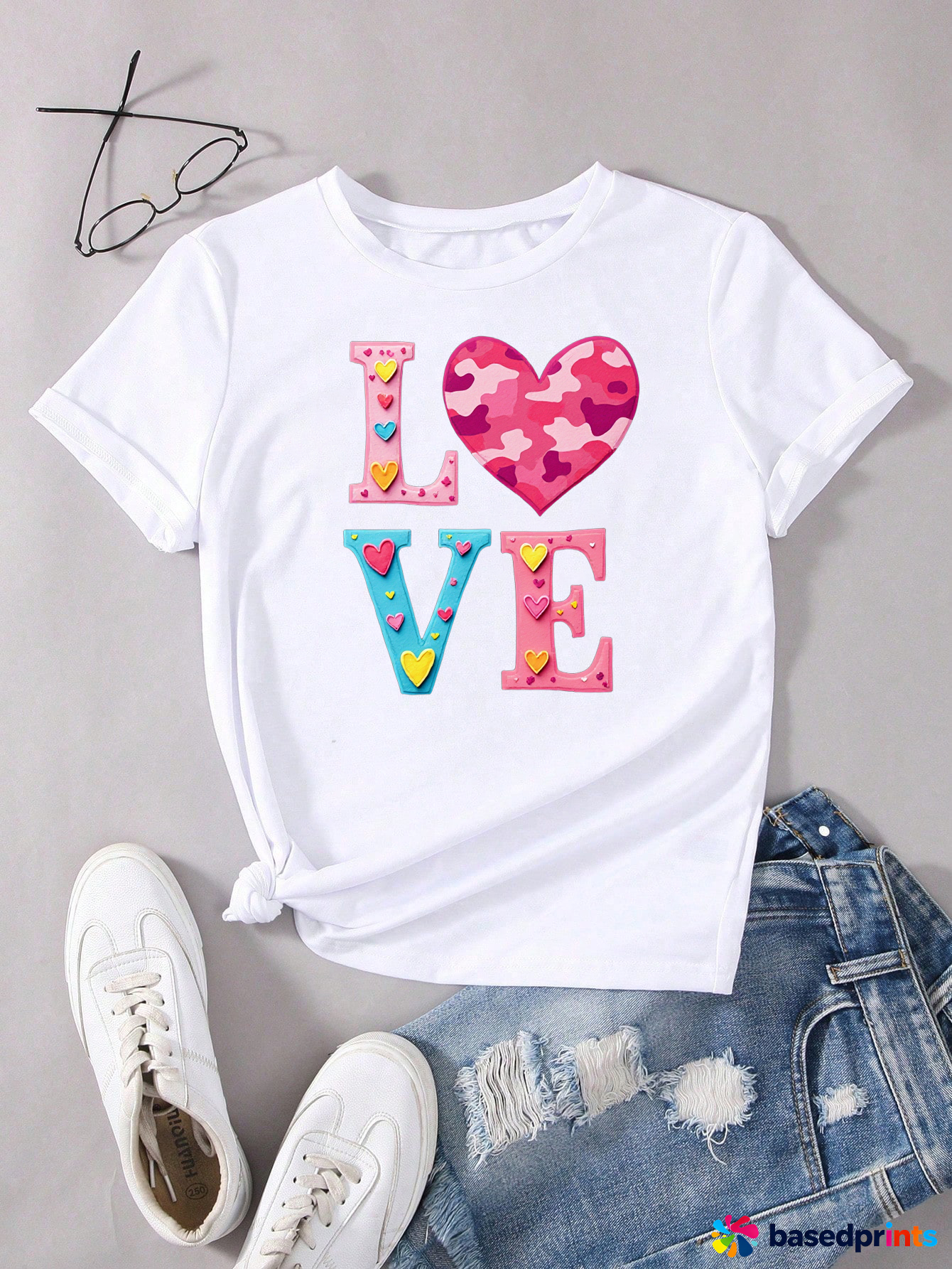 White Love Letter Print T-Shirt