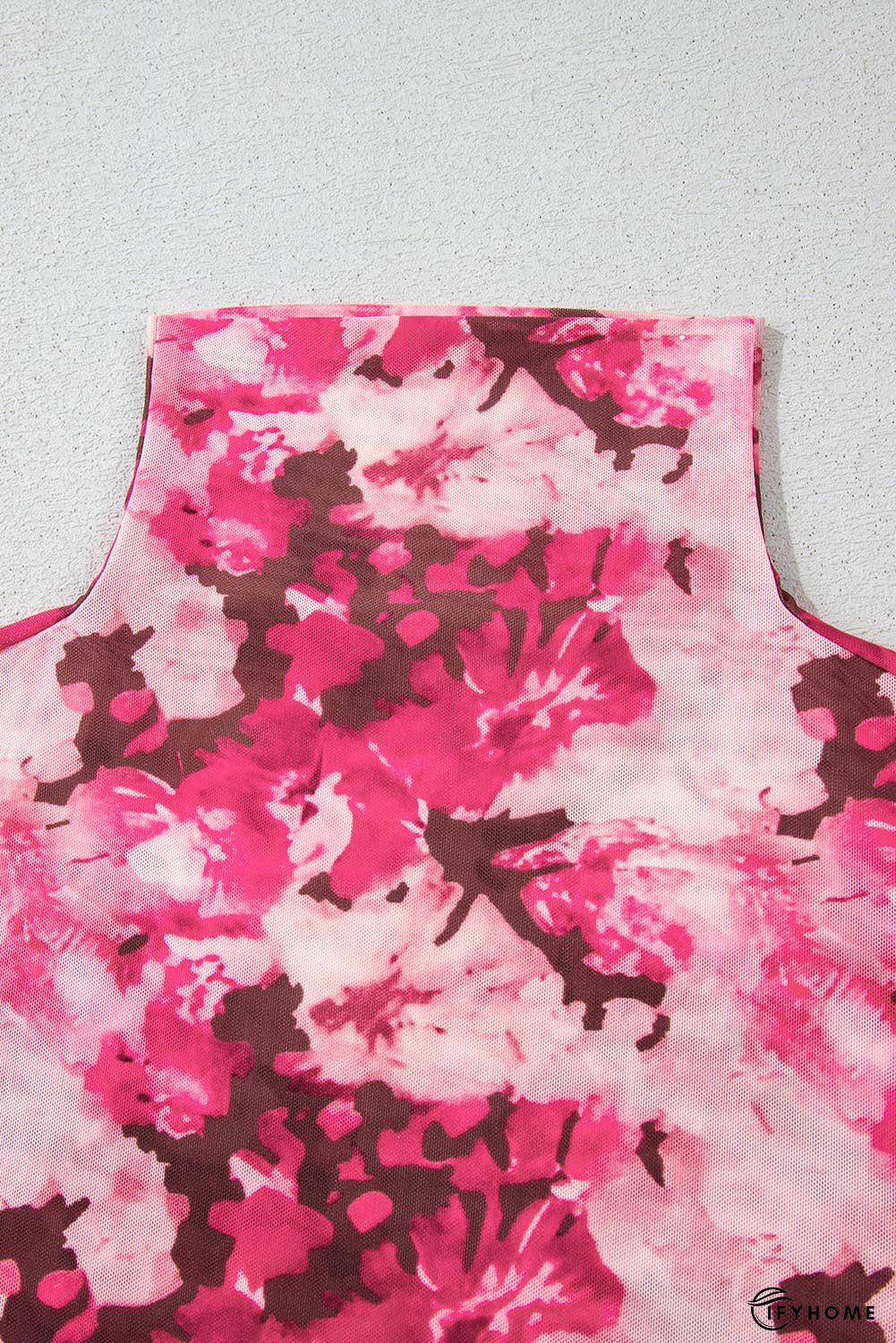 Floral Mesh Flounce Sleeve Mock Neck Blouse | IFYHOME