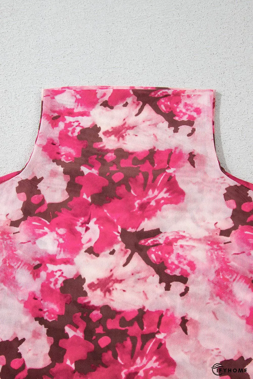 Floral Mesh Flounce Sleeve Mock Neck Blouse | IFYHOME