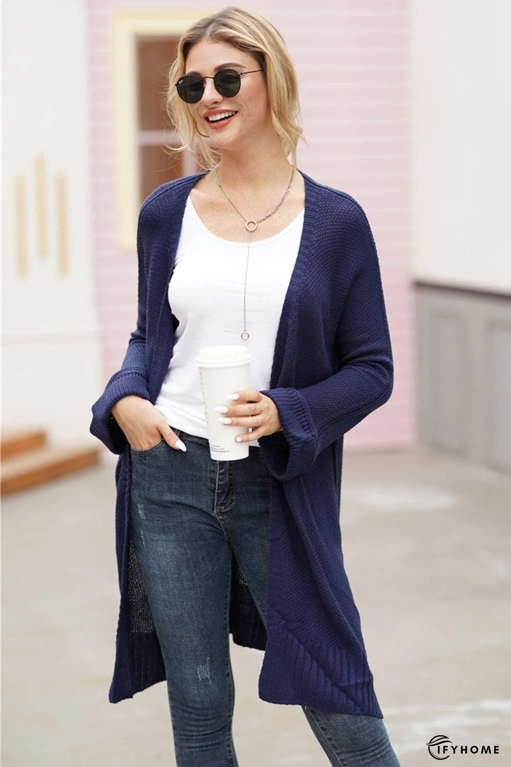 Open Front Long Sleeve Cardigan | IFYHOME
