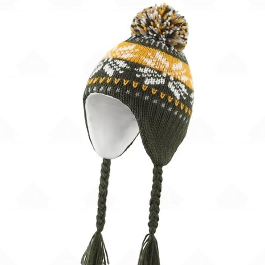 Home Prefer Toddler Baby Peruvian Hat with Ear Flaps Fleece Lined Beanie Hat Kids Warm Winter Hat Thick Knitted Skull Cap