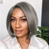 Salt & Pepper Glueless Straight Bob Wig