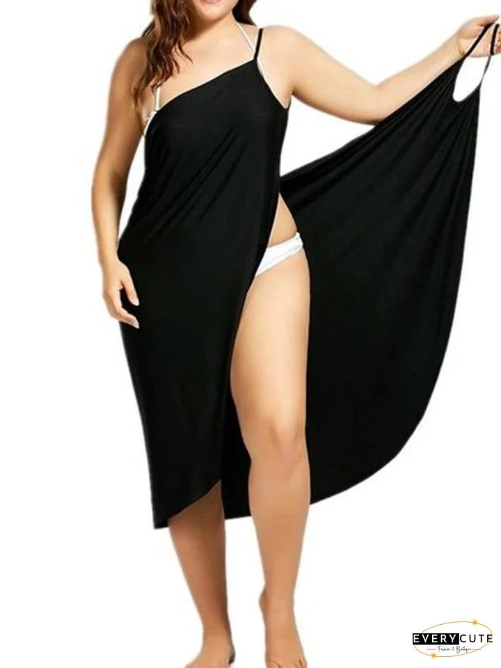 Women Beach Dress Sexy Sling Becah Wear Dress Sarong Bilini Cover Up Warp Pareo Dresses Towel Backless  Swimwear Femme Plus Size Black Dresses