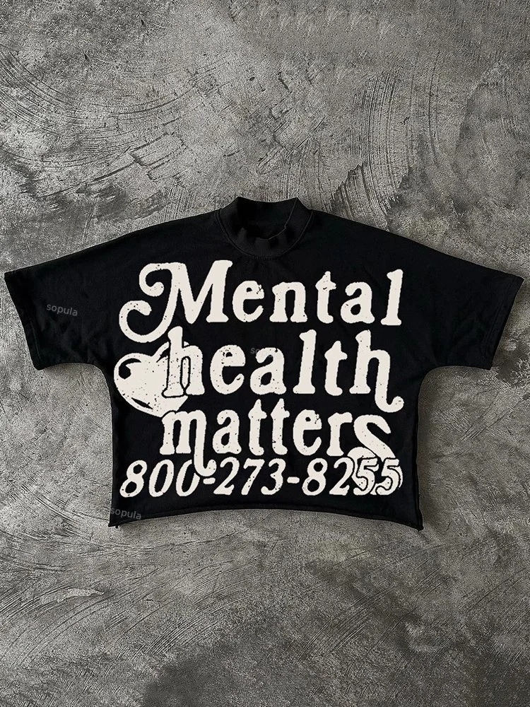 Mental Health Matters Graphics Cotton Cropped T-Shirts