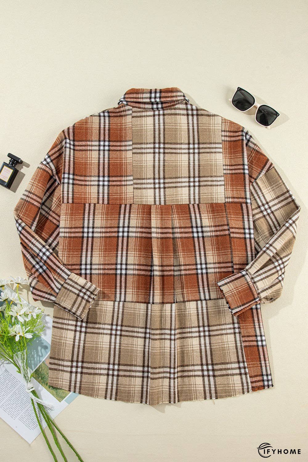 Plaid Snap Down Dropped Shoulder Shacket | IFYHOME