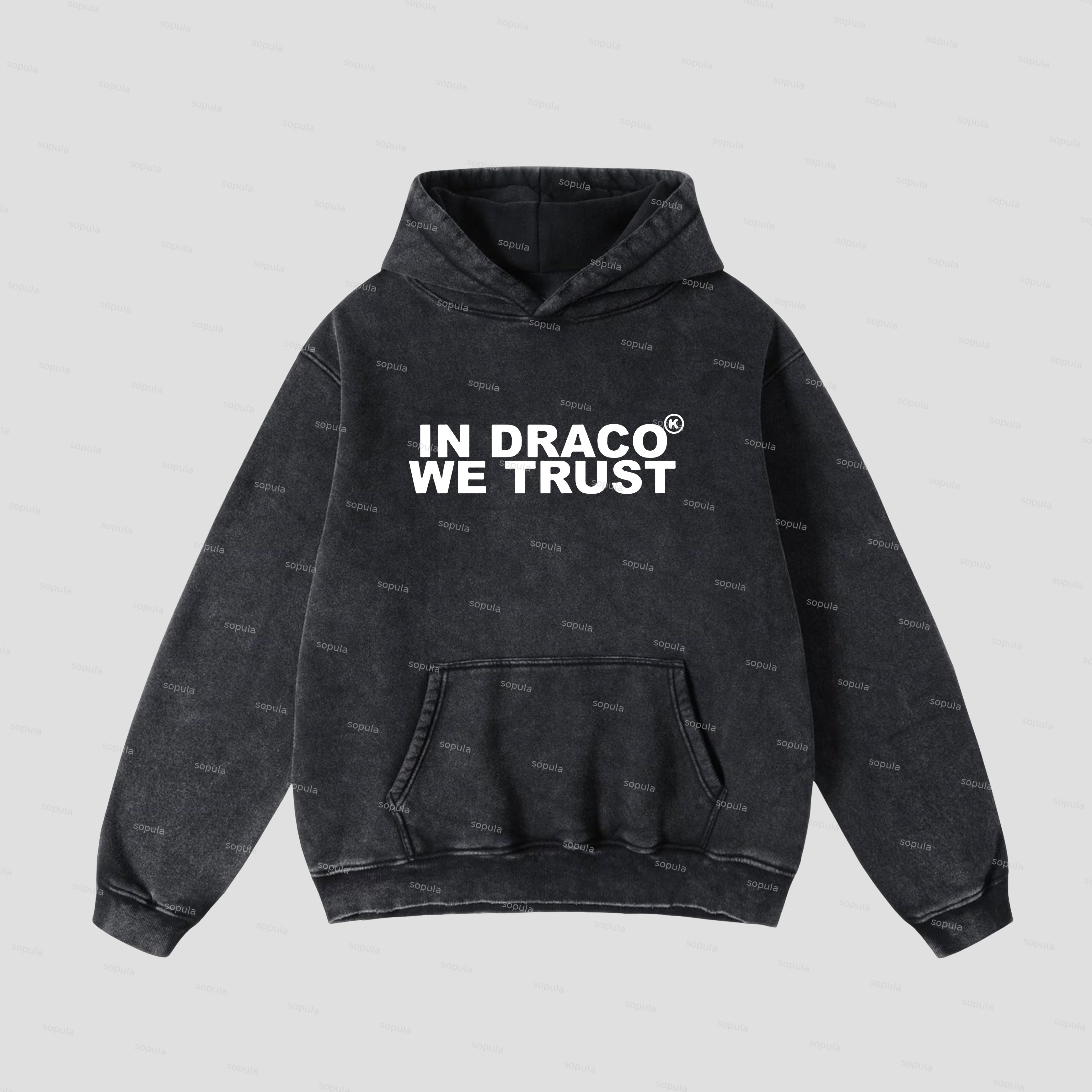 Vintage In Draco We Trust Graphic Acid Washed Oversized Hoodie - Sopula｜Premium Graphic Tees & Graphic Clothing