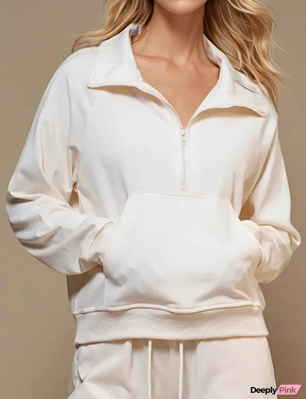 Women Zip Open Hoodie Loungewear Top SKT50784