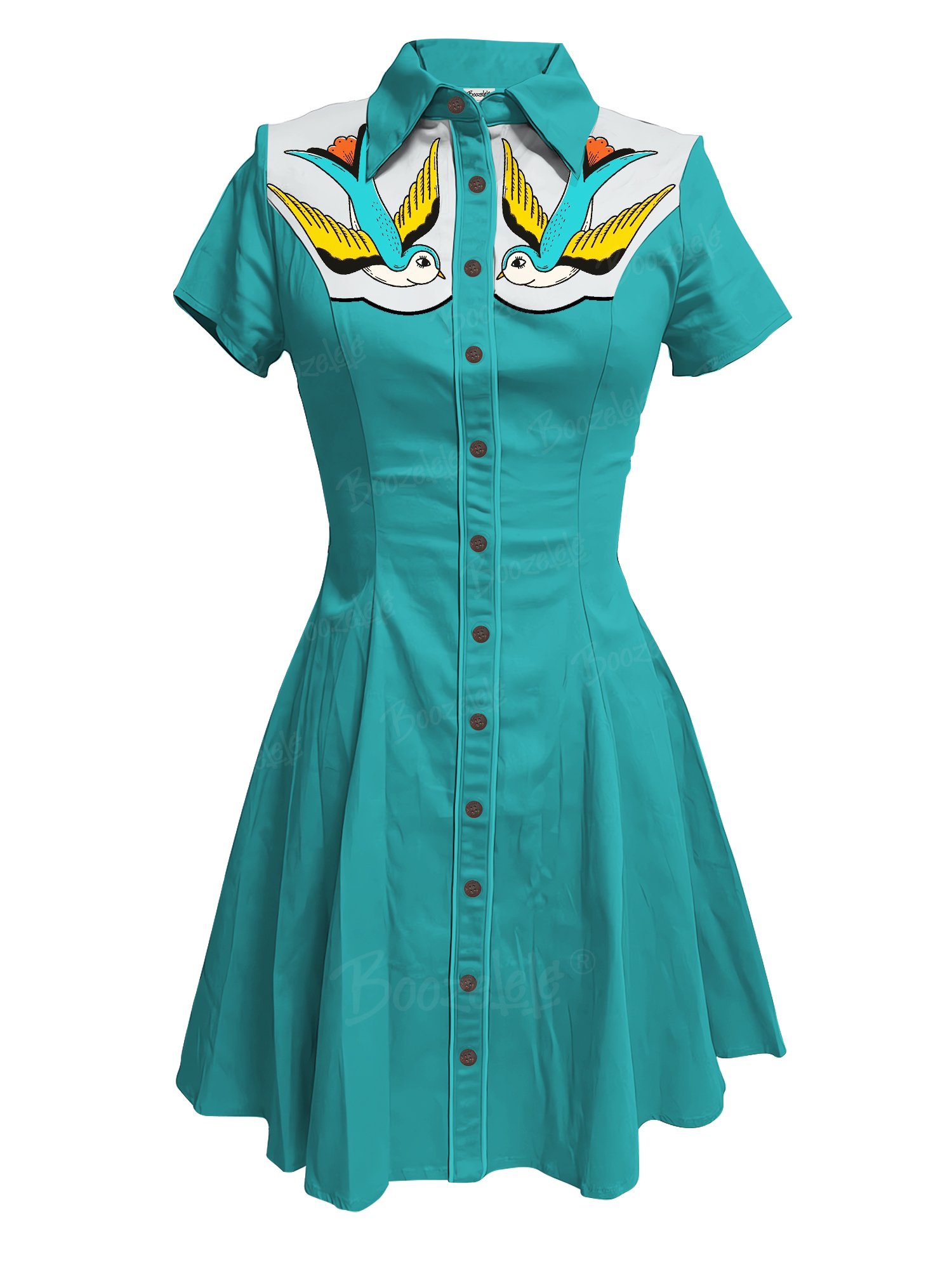 Blue Yellow Bird - 100% Cotton Dress