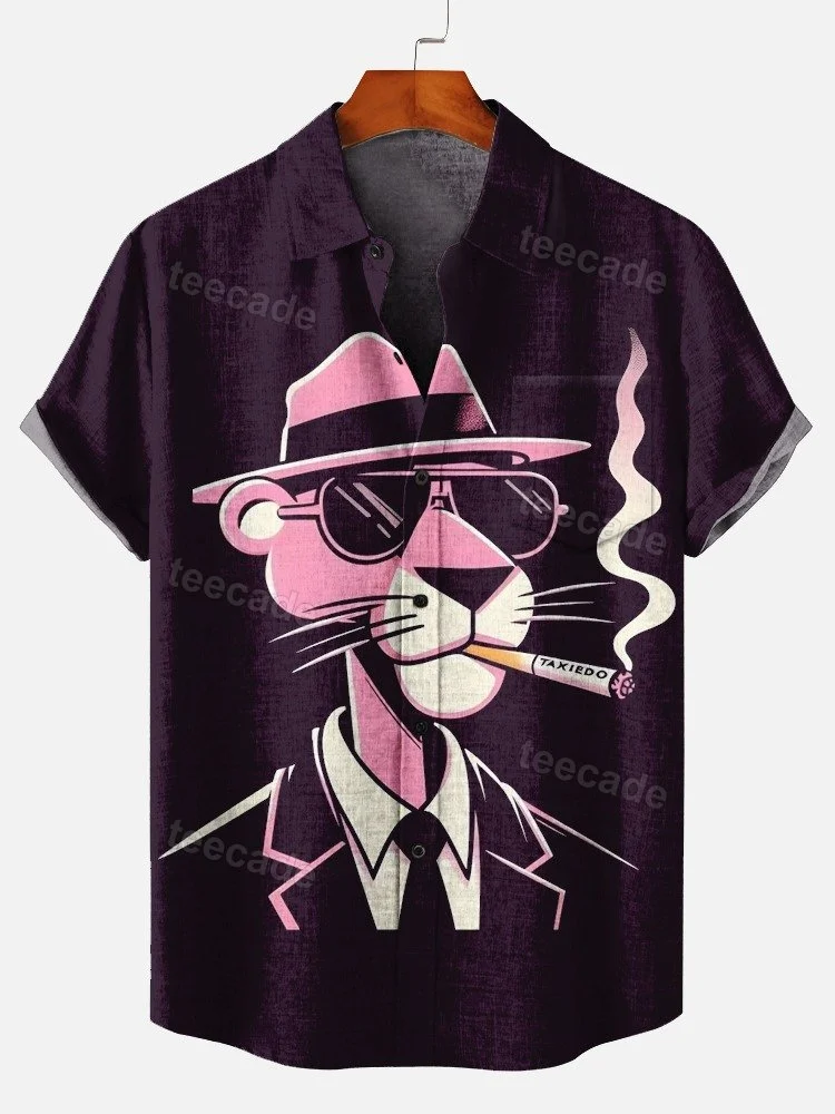 Teecade Teecade Cartoon Character Smoking Art Print Shirt