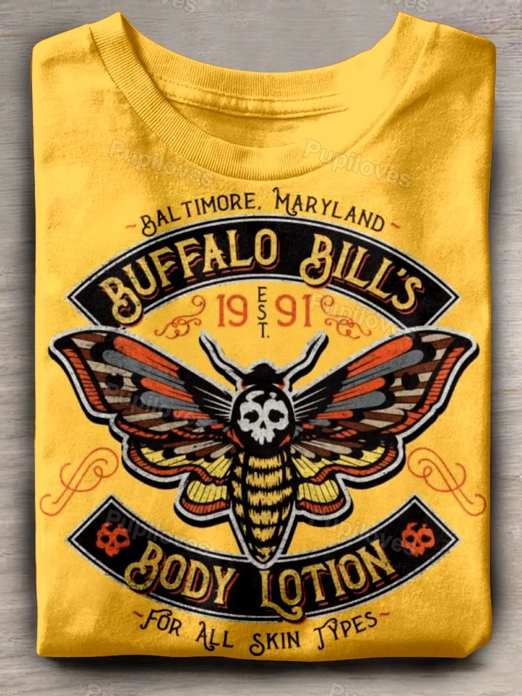 Pupiloves Pupiloves Buffalo Bills Movie Butterfly Skull Head T-shirt