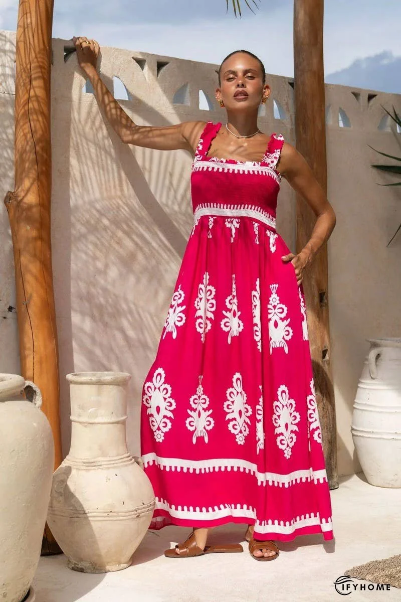 Boho Floral Spaghetti Strap Beach Vacation Dress | IFYHOME