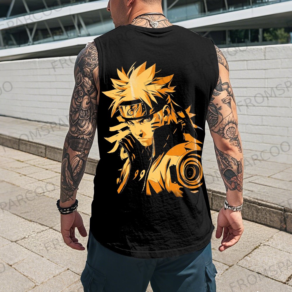 Casual Anime Print Gym Tank Top