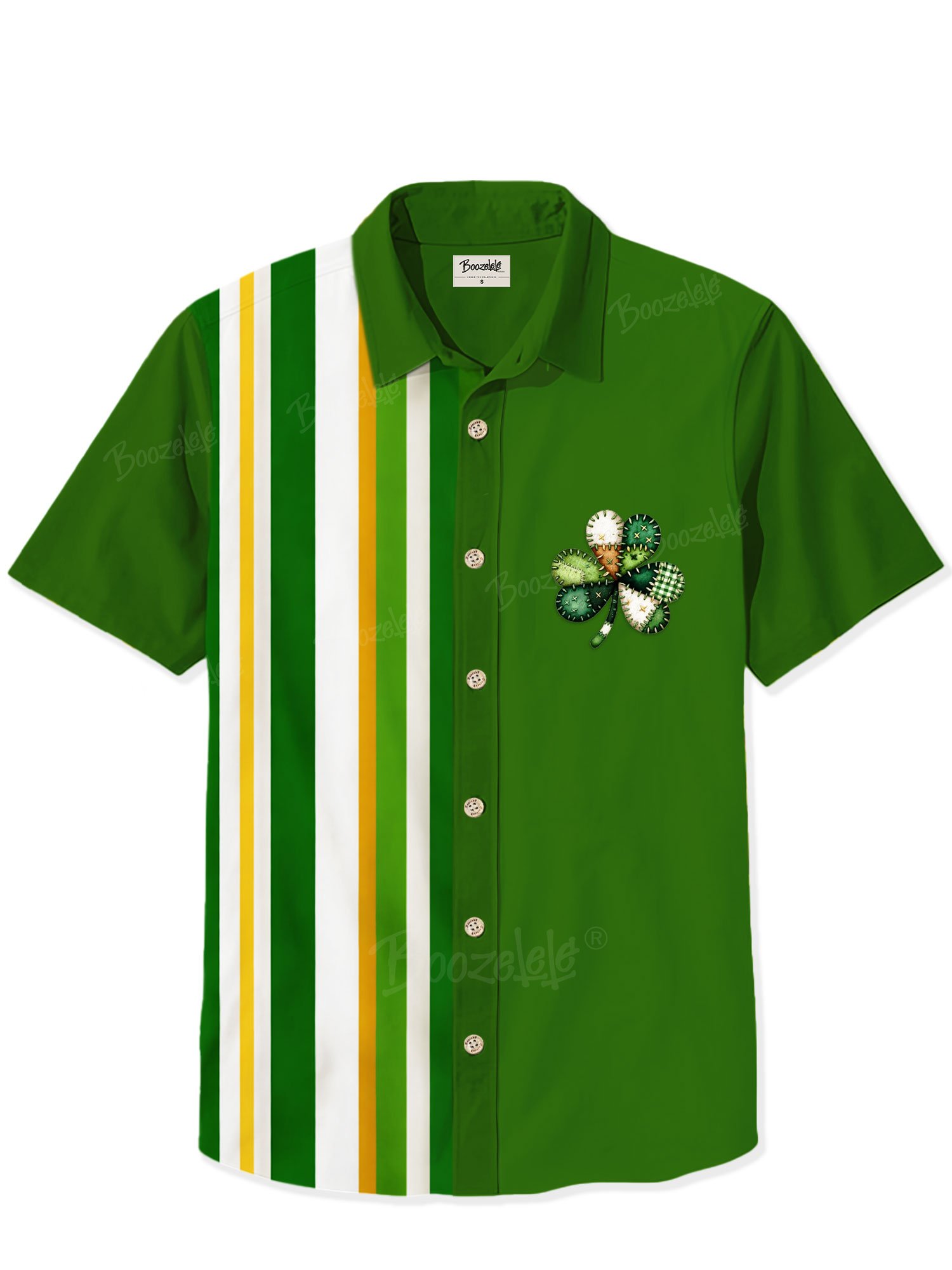 St. Patrick'S Day Striped Clover Pattern Shirt- 100% Cotton Shirt