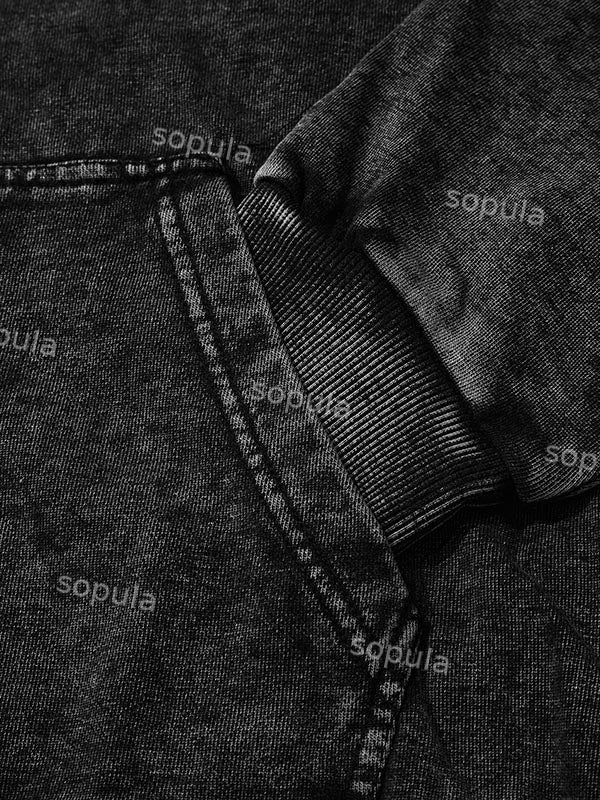 Sopula Vintage Warzone Peace Club Graphic Washed Zip-Up Hoodie