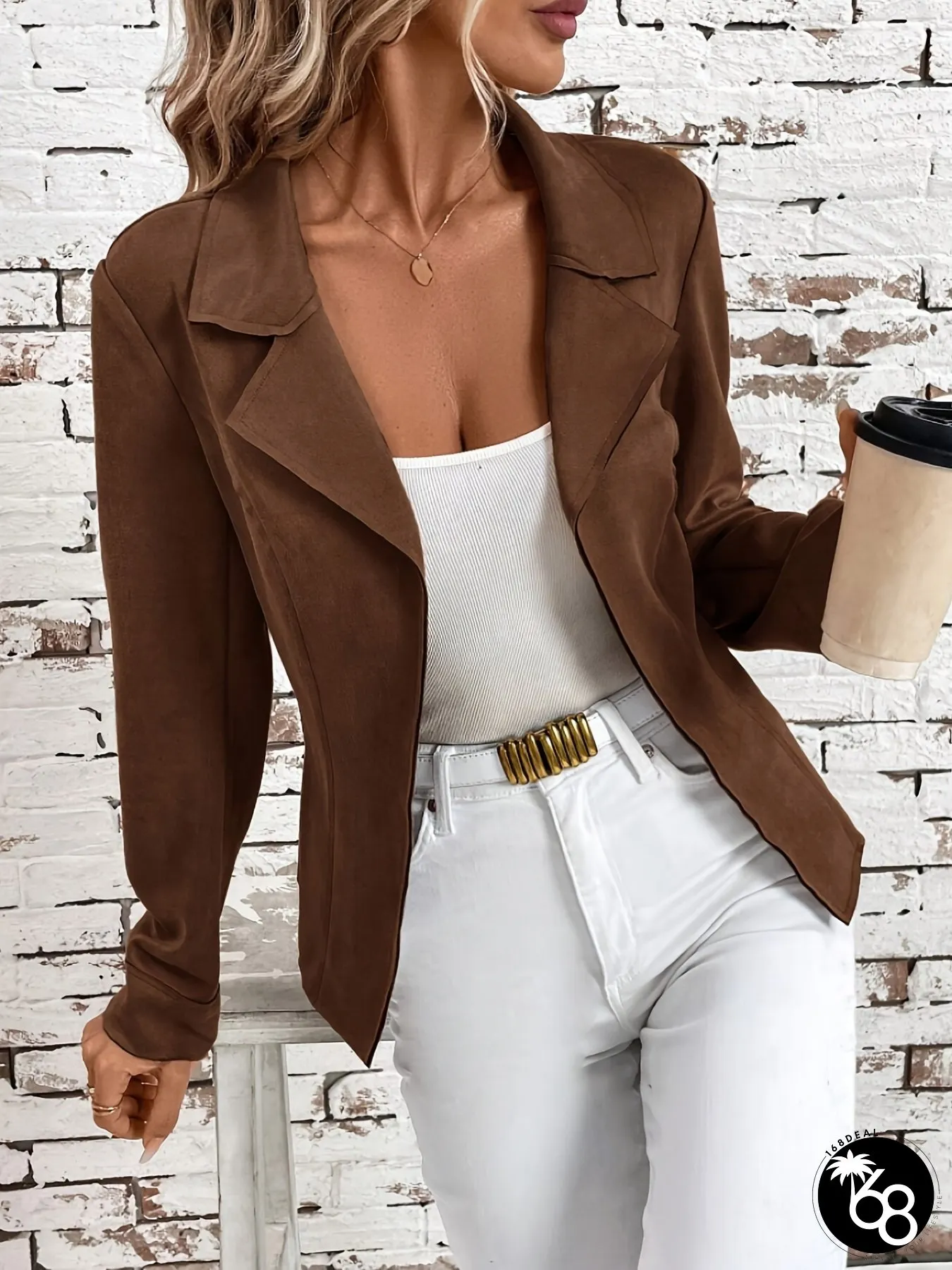 Womens Elegant Blazer Jacket Slim Fit Notch Lapel Business casual Coat Chic Office Party | 168DEAL