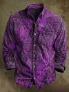 Vintage Ethinic Art Print Long Sleeve Shirt 