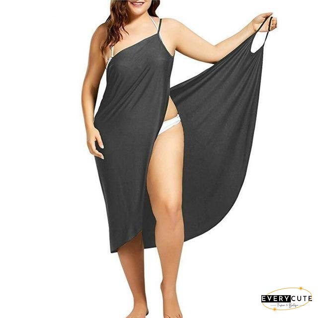 Women Beach Dress Sexy Sling Becah Wear Dress Sarong Bilini Cover Up Warp Pareo Dresses Towel Backless  Swimwear Femme Plus Size Black Dresses