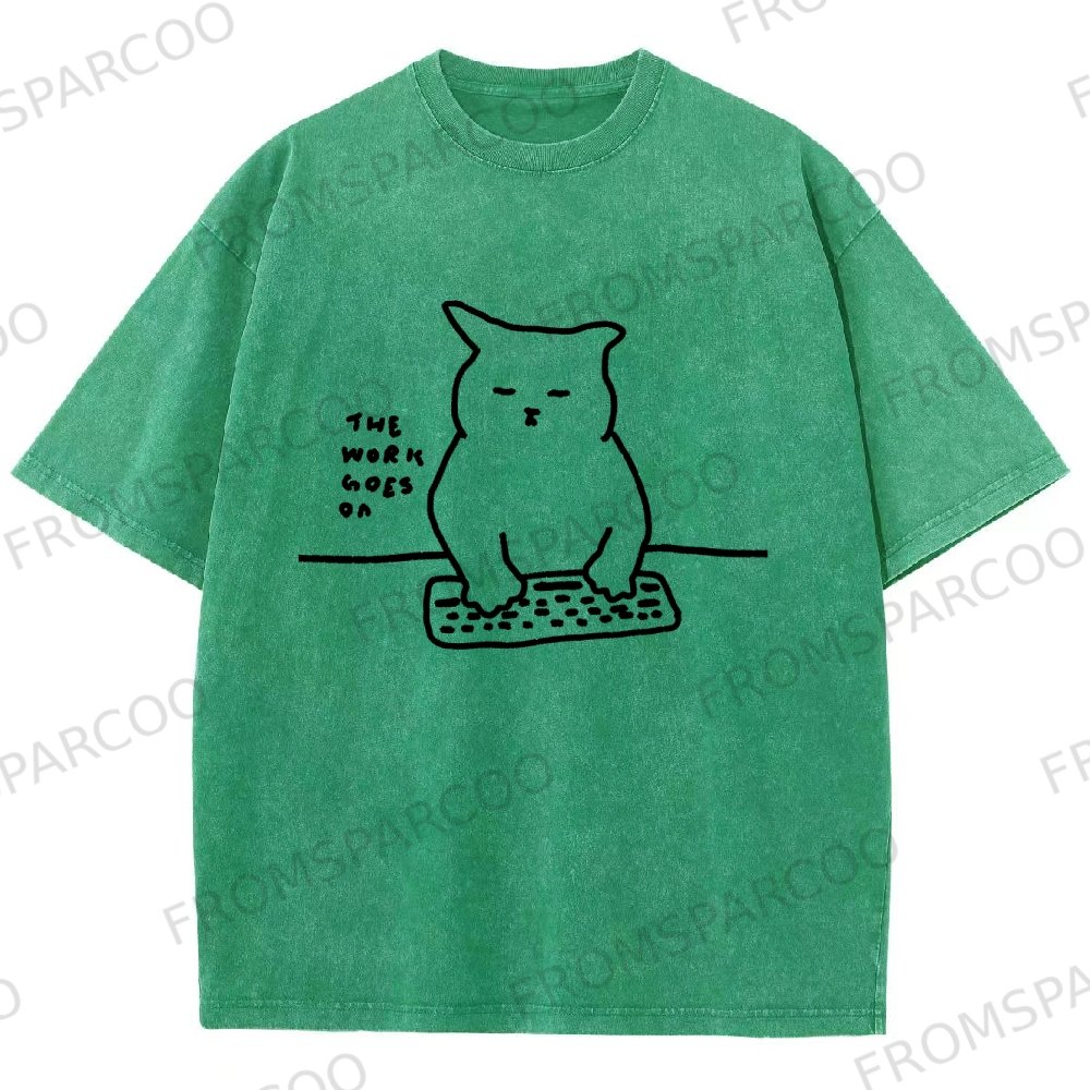 Working Cat Washed Vintage Short Sleeves T-Shirt