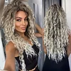 Ombre Ash Blonde Brown Curly Wig Long Wavy