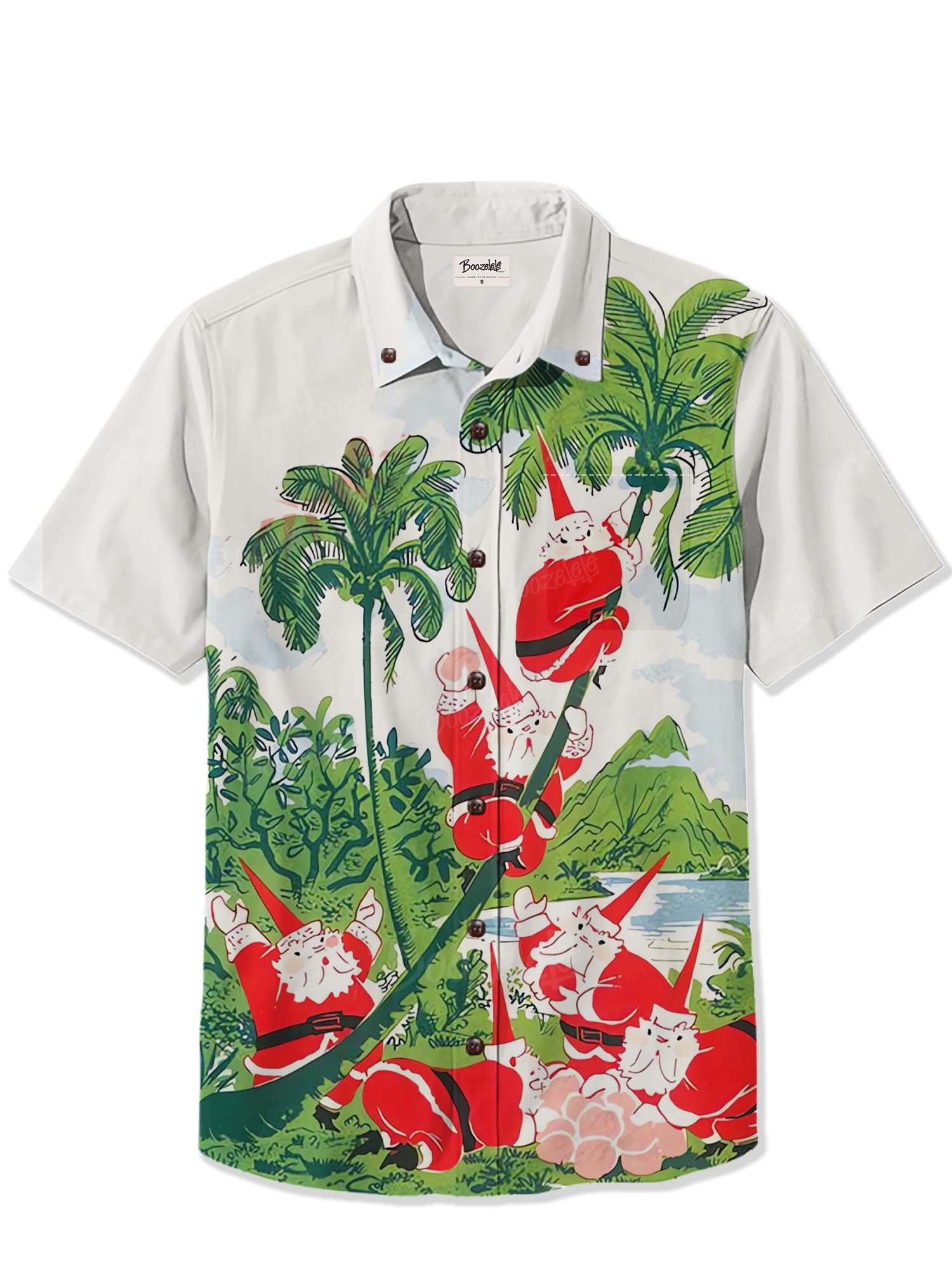 Christmas Palm Trees And Santa - 100% Cotton Shirt