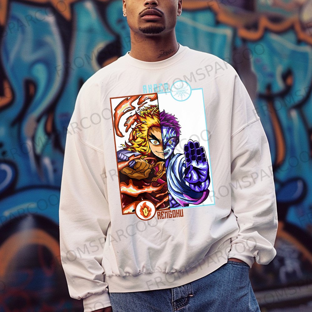 Men's crew neck sweatshirt anime print T-shirt