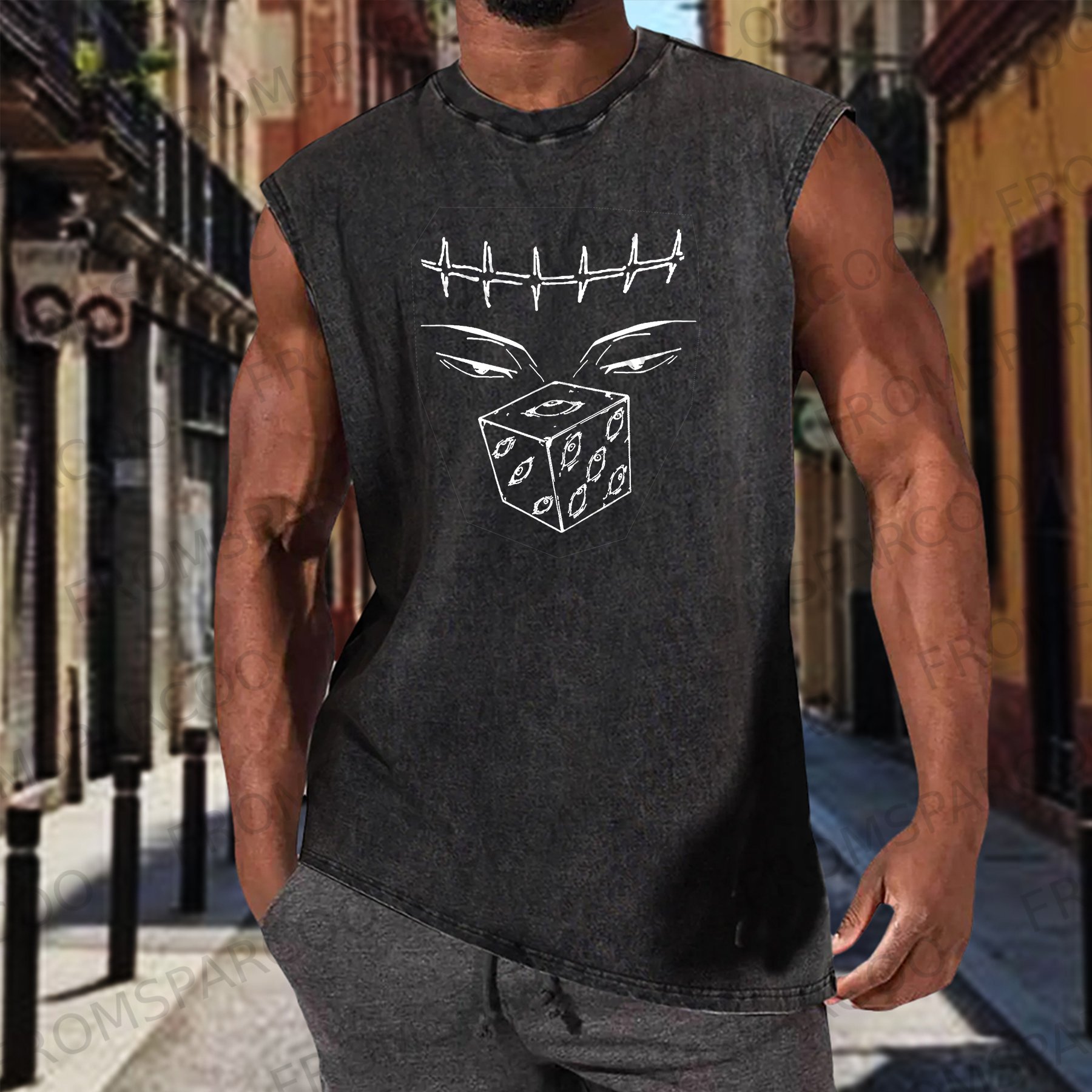 Casual Retro Batik Animation Print Fitness Tank Top