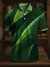 Men's Retro Line Polka Dot Textured Art Print Casual Business Polo Shirt