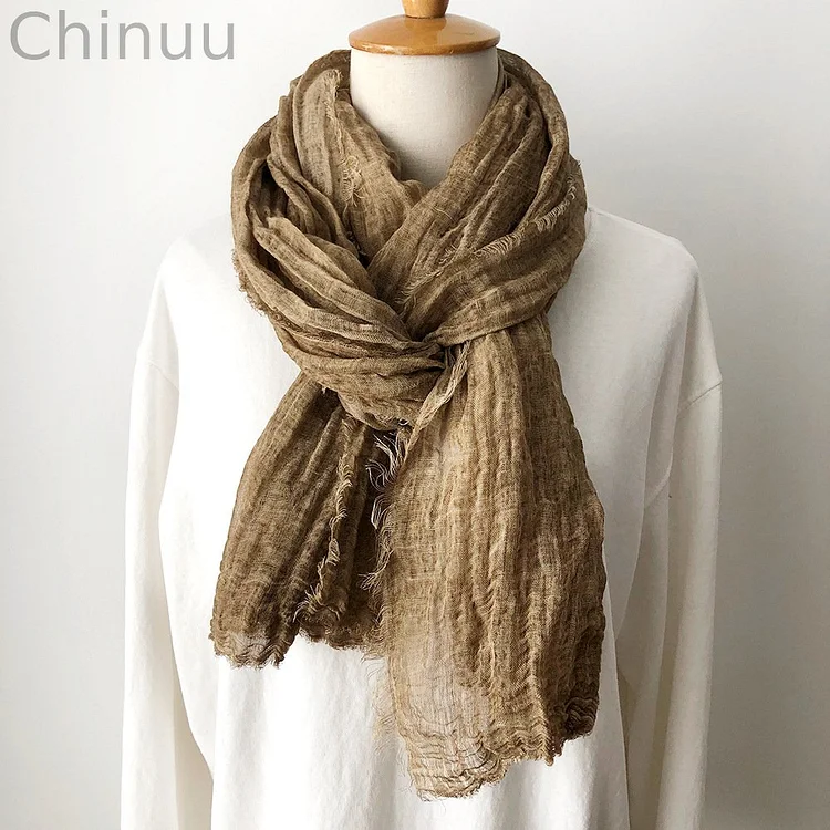 Vintage Solid Cotton Linen Comfy Shawl