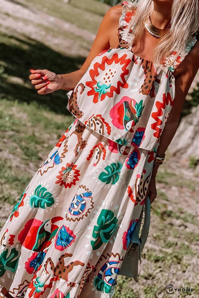 Boho Fake Two Piece Floral Maxi Cami Dress CY062 | IFYHOME